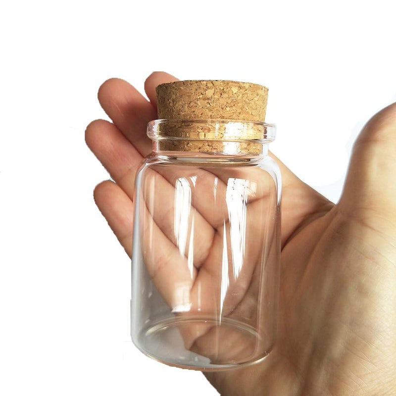 Luo House 3pcs 80ml Small Glass Bottles Vials Jars Glass with Cork Stopper Storage Bottle 80ml 47x70mm(1.85x2.75inch) - Image 1